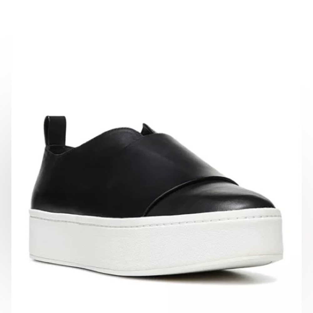 Vince Women's Wallace Slip On Sneakers in Black Leather; size 8.5